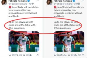 罗马诺手抖了哈马比9号收到2队报价 罗马诺把500万打成1500万